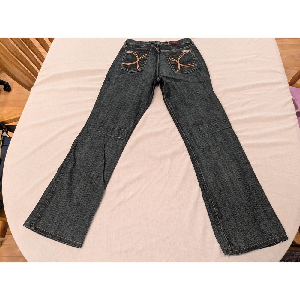 David Kahn Jeanswear Jeans Womens 8 Dark Wash Bootcut Denim Made USA Embroidered